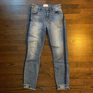 Parker Smith 28 Skinny Distressed Cropped Ankle Side Stripe Denim